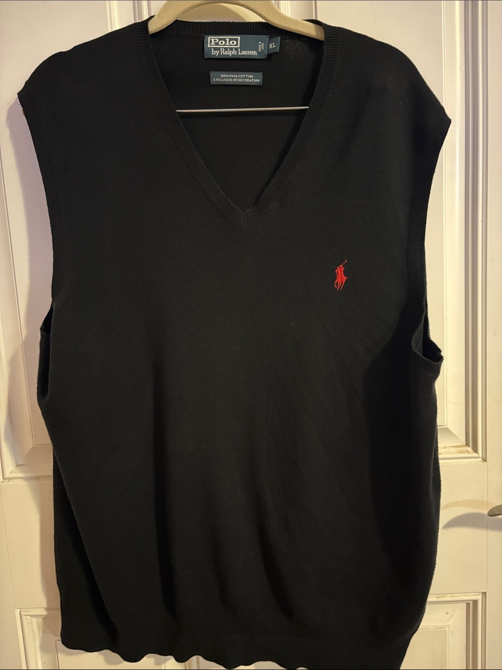 Polo by Ralph Lauren Men's Black Cotton V-Neck Sweater Vest XL